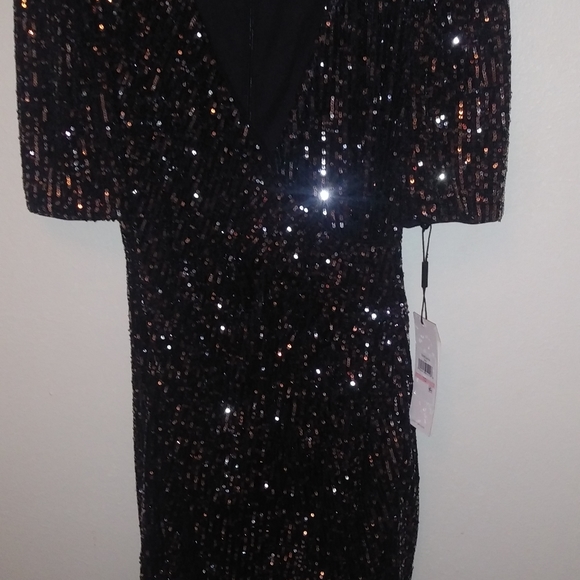 Calvin Klein Sequin Faux Wrap Dress - Picture 5 of 5